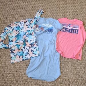 Salt Life Kids 1-Swim Shirt 1-Sleeveless 1-Dri-fit 1-Short Sleeve Blue and Pink